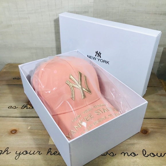 MLB NY Hat PINK Gold Embroidered Cap - Picture 4 of 5